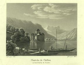 Chateâu de Chillon au bord du lac de Genève.