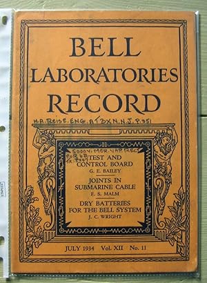 Bell Laboratories Record. July 1934, volume XII, no. 11.