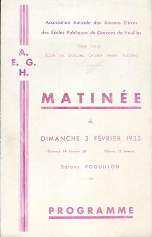 MATINÉE du Dimanche 3 Février 1935 Salons Roquillon. Programme