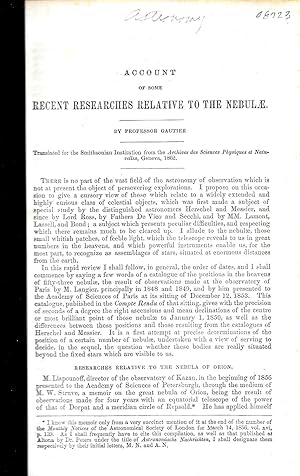 ACCOUNT OF SOME RECENT RESEARCHES RELATIVE TO THE NEBULAE.