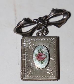 Silver Pin with Floral Enamel Centerpiece