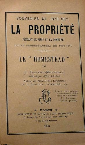 Souvenirs de 1870-1871, La propriété pendant le Siège de la Commune. Loi et décrets-loyers de 187...