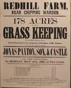 178 Acres of Capital Grass Keeping. Redhill Farm, near Chipping Warden [original auction poster].