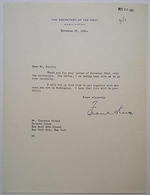 Typed Letter Signed eight days before Pearl Harbor