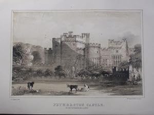 Original Antique Lithograph Illustrating Fetherston Castle in Northumberland, Visitation of Seats...