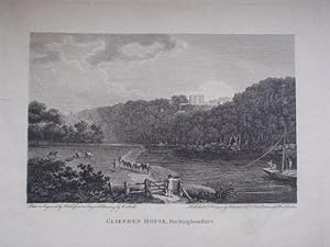 Original Antique Engraving Illustrating Cliefden House in Buckinghamshire.