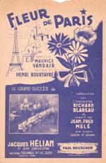 Partition de "Fleur de Paris", chanson créée par Jean-Fred Melé et Jacques Hélian et son Orchestre