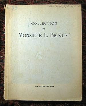 Collection de Monsieur L. Bickert, 3-4 Decembre 1934