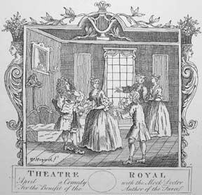 Theatre, Inn, and Backsword & Quarterstaff Exhibition, a plate from The Works of William Hogarth ...
