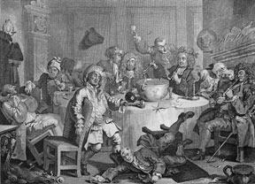 A Midnight Modern Conversation, a plate from The Works of William Hogarth from the Original Plate...