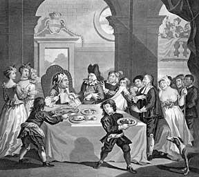 Sancho at the Feast Starved by His Physician, a plate from The Works of William Hogarth from the ...