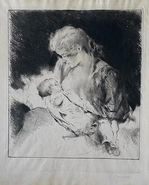 Mother Breast Feeding Child (an engraving)