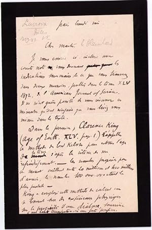 Lettre autographe signée du littérateur romancier Jules Lacroix au sujet dun carnet de notes qui...