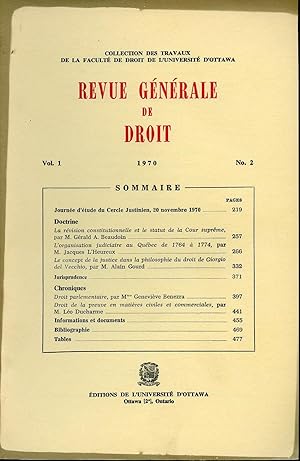 Revue générale de droit vol. 1 No 1 1970