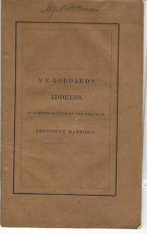 AN ADDRESS, IN COMMEMORATION OF THE DEATH OF WILLIAM HENRY HARRISON, PRESIDENT OF THE UNITED STAT...