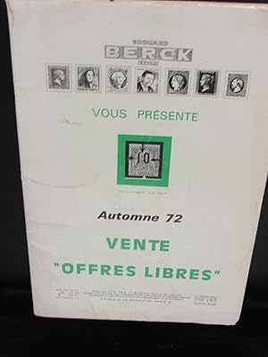 Vente "Offres Libres": Automne 72