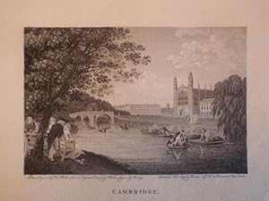 Original Antique Engraving Illustrating a View of Cambridge.