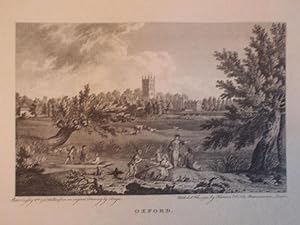 Original Antique Engraving Illustrating a View of Oxford.