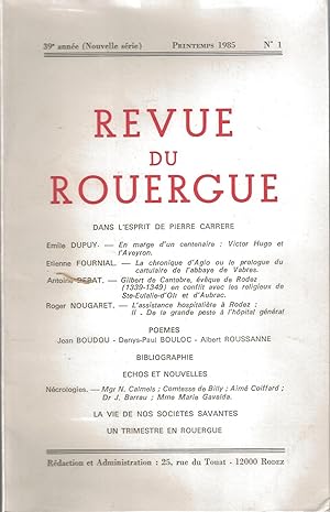 Revue du Rouergue 39e année (nouvelle série) N°1