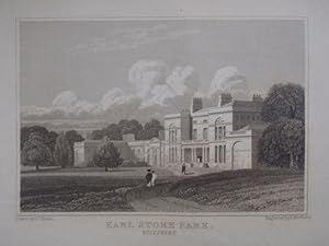 Original Antique Engraving Illustrating a View of Earl Stoke Park in Wiltshire, By J.P. Neale. Pu...
