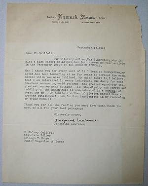 Letter Signed by Josephine Lawrence