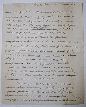 Handwritten letter by Ben Ames Williams