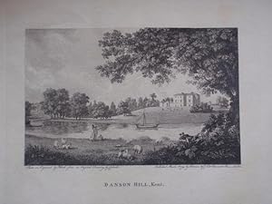 Original Antique Engraving Illustrating a View of Danson Hill in Kent.