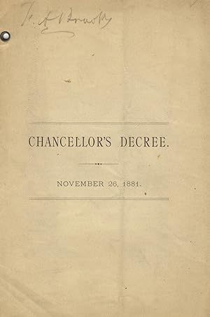 Chancellor's decree. November 26, 1881