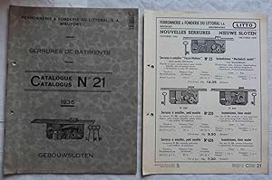 Catalogue / Catalogus N° 21 - 1936 : Serrures de bâtiment / Gebouwsloten. Ferronnerie & Fonderie ...