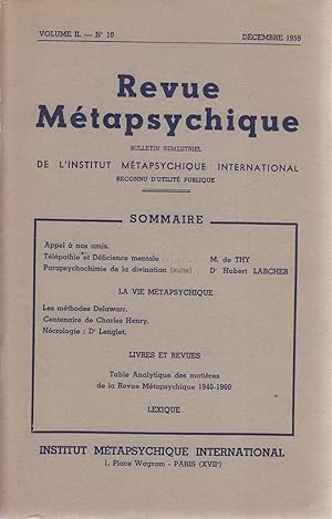 Revue Métapsychique, volume II no 10