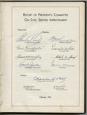 First Edition of FDR s Committee for Civil Service Improvement Report, Signed by Three Supreme Co...