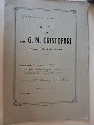 "ATTI DEL DOTT. G. MENOTTI Notaro Residente in VICENZA - 26 Marzo 1932 CESSIONE TRA CONSORTI CON ...