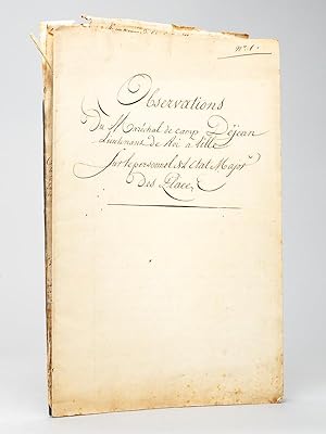 Observations du Maréchal de Camp Déjean, Lieutenant de Roi à Lille, sur le personnel et l'Etat-Ma...