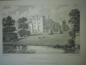 Fine Original Antique Engraving Illustrating Ripley Castle, Published in 1829.