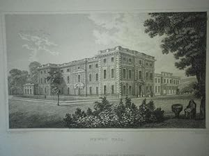Fine Original Antique Engraving Illustrating Newby Hall in Yorkshire, Published in 1829.