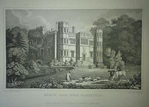 Fine Original Antique Engraving Illustrating Heath Hall, Near Wakefield in Yorkshire, Published i...