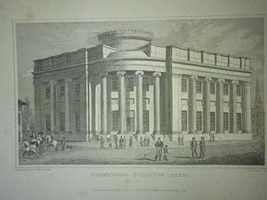 Fine Original Antique Engraving Illustrating Commercial Buildings, Leeds in Yorkshire, Published ...