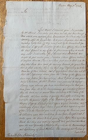 Letter Signed to John Stoddard Boston May 5th, 1748