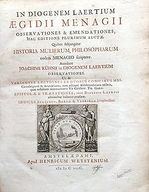 In Diogenem Laertium aegidii menagii observationes & emendationes , hac editione plurimum auctae