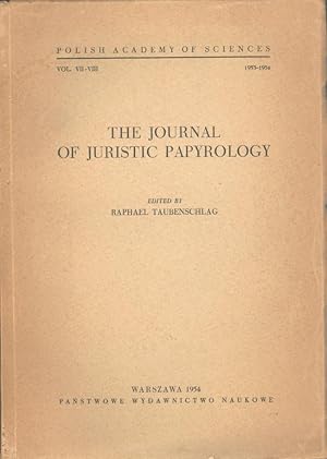 The Journal of juristic papyrology. Volume VII-VIII. 1953-1954