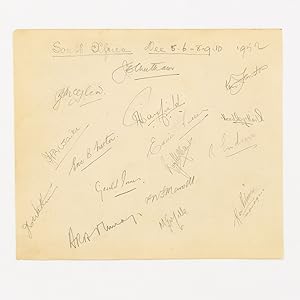 A detached autograph album leaf (165x195mm) signed in pencil by the South African touring team in...