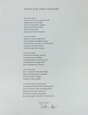 Poem For John Wieners (Signed Broadside)