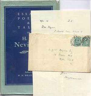 Essays Poems & Tales of H. W. Nevinson + Signed Letter with Envelope
