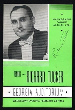 Concert Program Signed By Richard Tucker