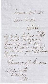 AUTOGRAPH LETTER SIGNED (ALS) TO J.S. SMITH, HIS COUSIN, REGARDING A VISIT AT HOLDERNESS, NEW HAM...