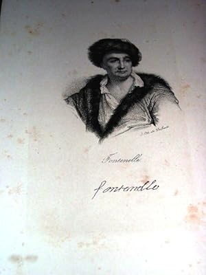 Gravure XIXème en noir représentant FONTENELLE- Avec fac-similé de sa signature