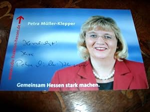 Carte en couleur signée - Autographe original de Petra Müller-Klepper,député du Landtag, porte-pa...
