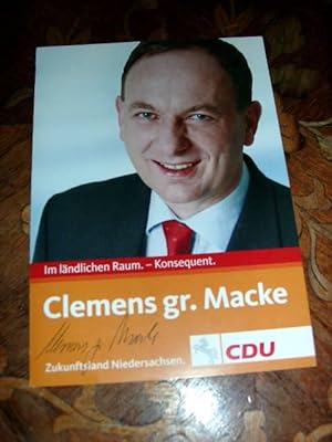 Carte en couleur signée - Autographe original de Clemens gr Macke, Homme politique allemand (CDU).