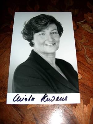 Carte photographique en noir signée - Autographe original de Christa Stewens Ministre d'Etat et M...