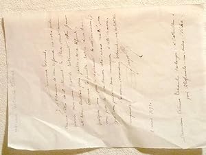 Lettre manuscritre du 8 mai 1891, adressée à Etienne Tricaud boulanger, à Belleville près de Vill...